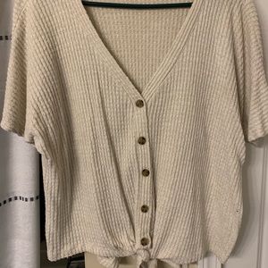 beige waffle knit top size XXL, fits like a Large!